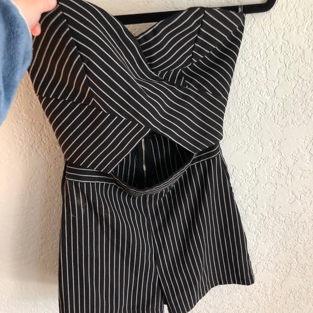 NWOT Black and Grey Strapless Romper w/ Cut-Out